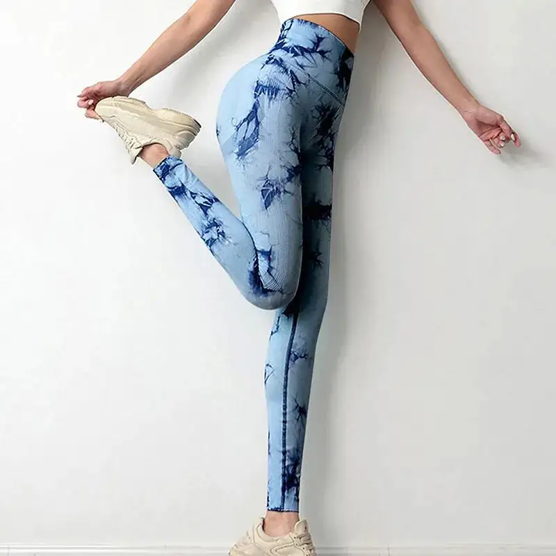 Tie Dye Gym Leggings Seamless Pants Scrunch Sports Fitness High Waist