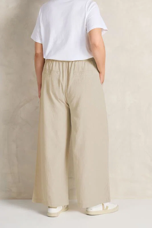 Natural Brown Wide Leg Premium Linen Trousers detail 2