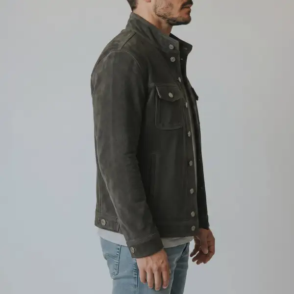 Suede Trucker Shirt Jacket Jacket