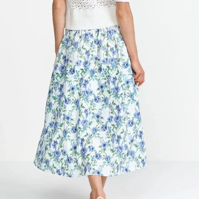 Floral High Waist Midi Skirt