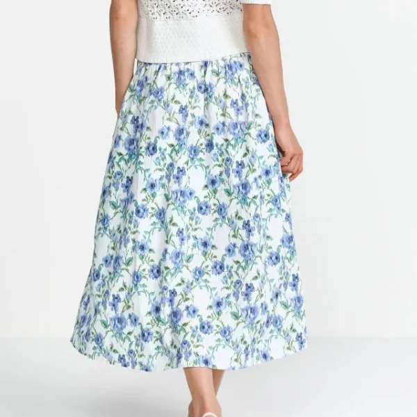 Floral High Waist Midi Skirt