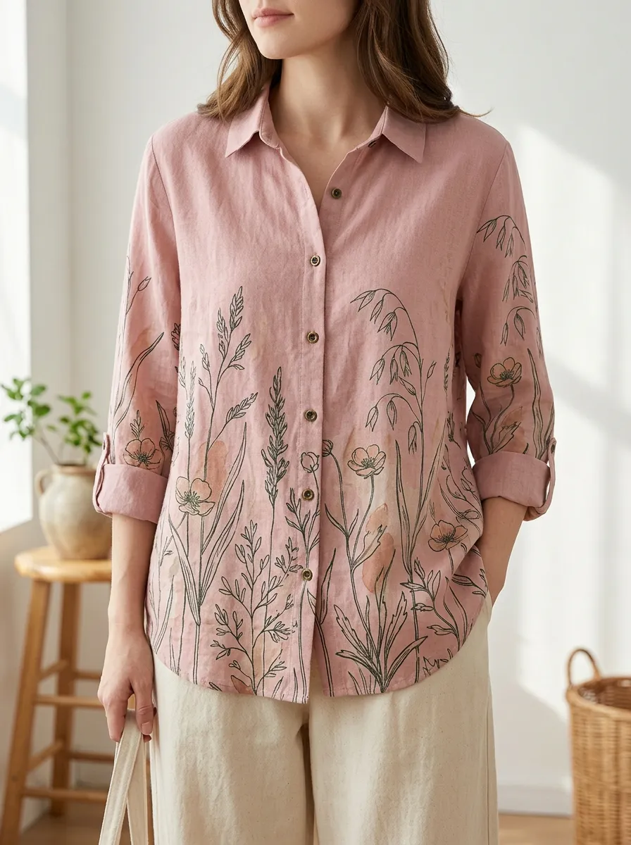 Women's Botanical Nature Lover Wildflower Woodland Shirt