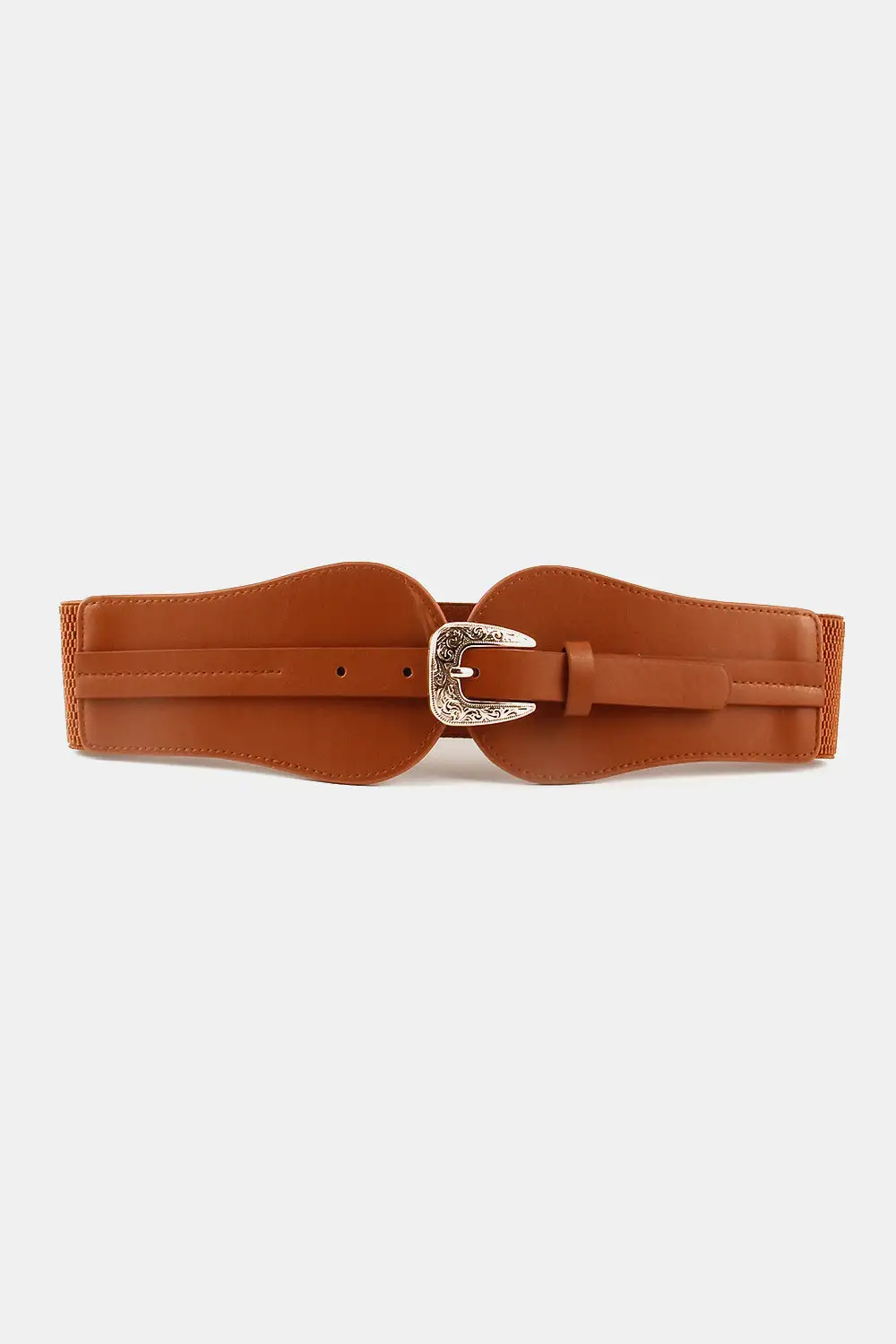 Modern Wide Vegan-Leather Elastic Waist Belt