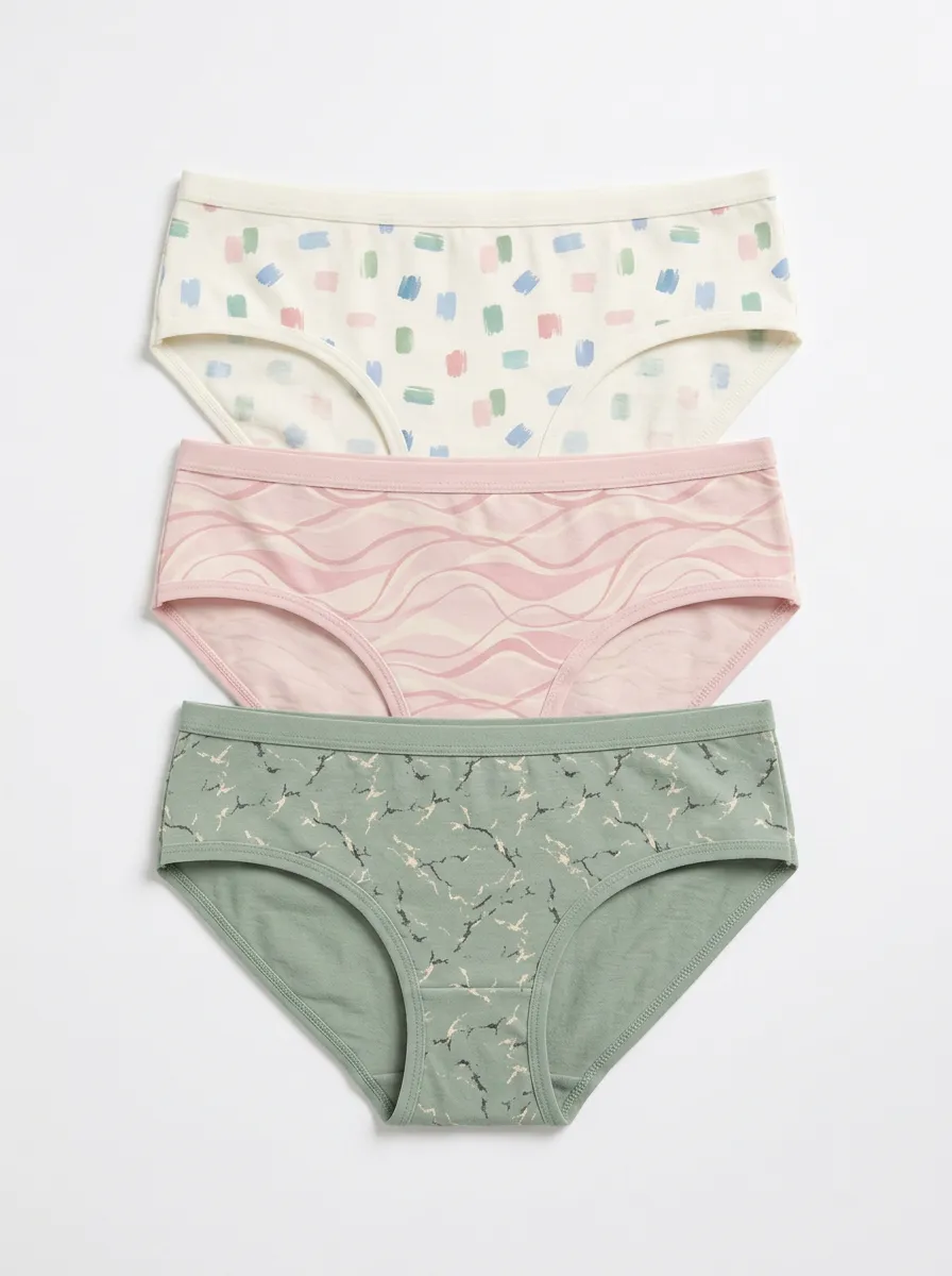 Marble Brushstroke Bikini Printed Briefs Three Pack