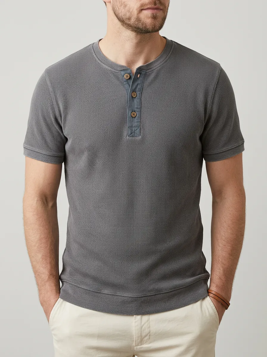 Refined Tailored Men's Short-Sleeve Henley Shirt