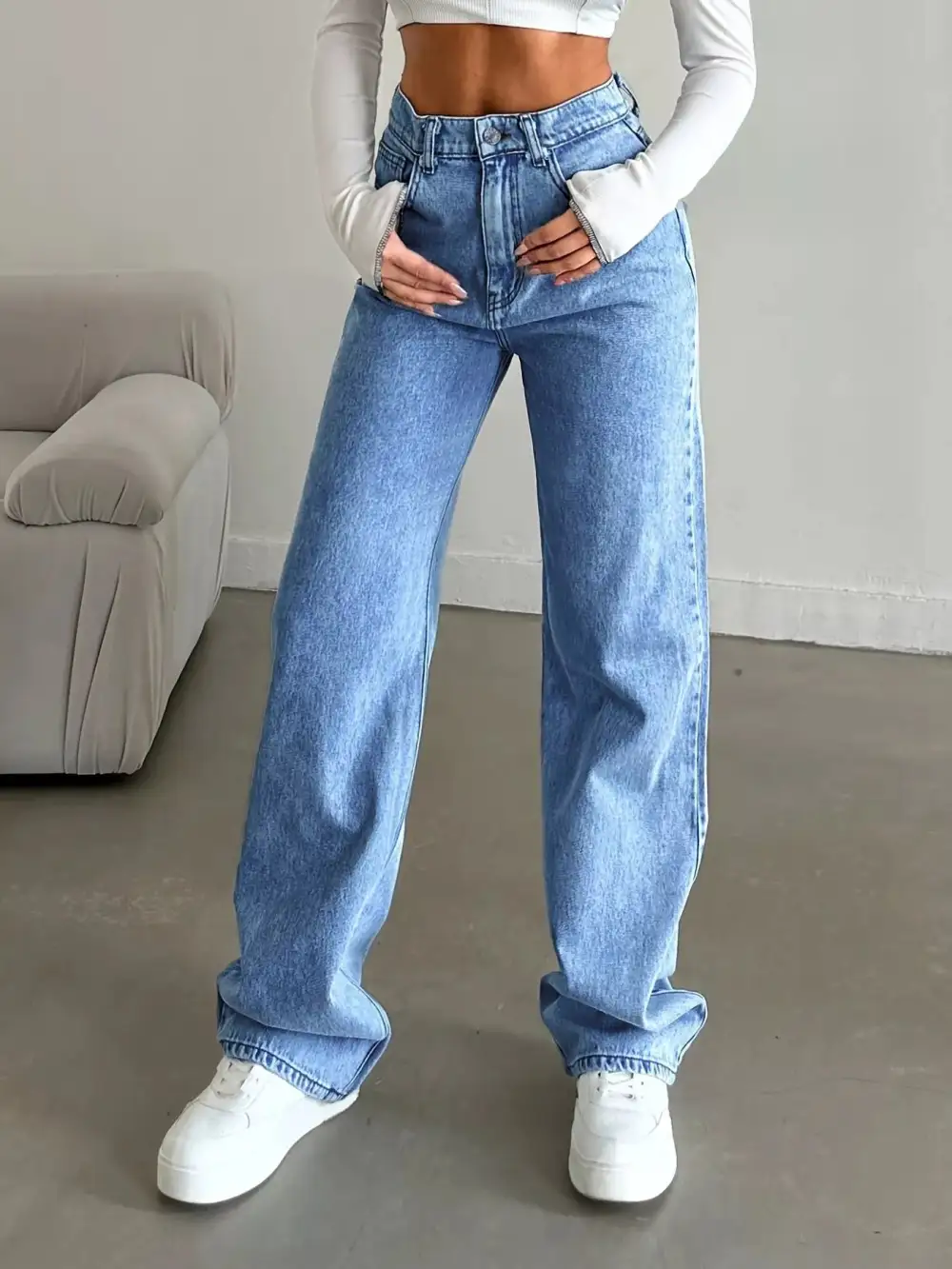 High Waist High Rise Wide Leg Jeans