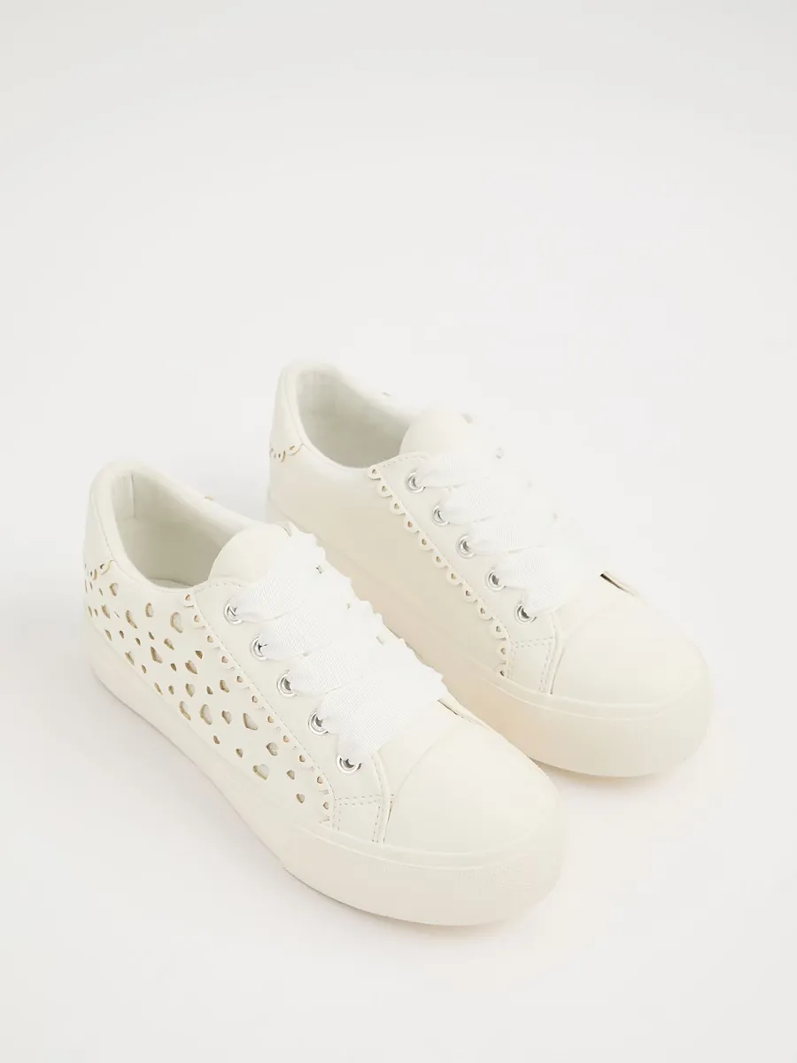 Cream Heart Cut Out Trainers