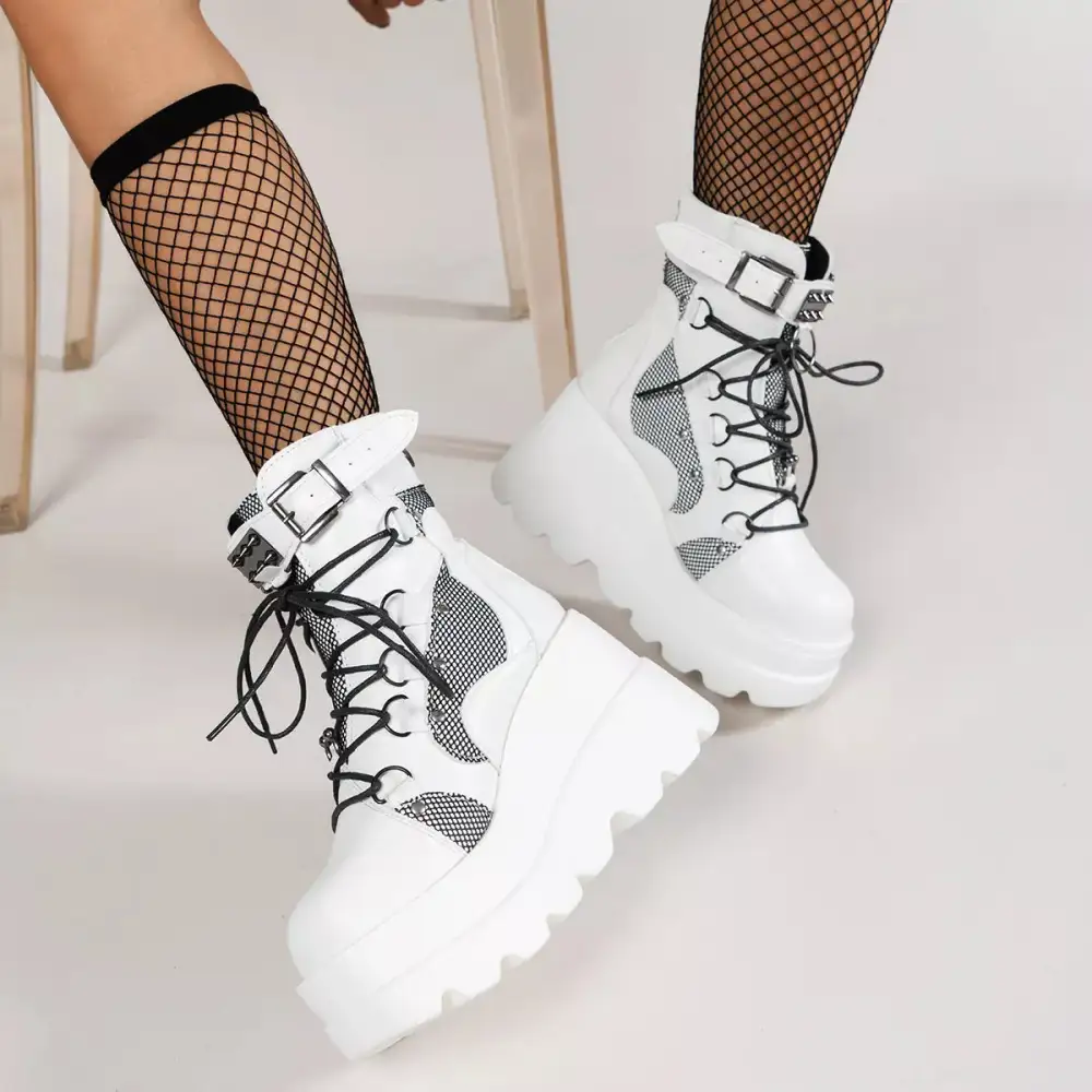 Lace-Up Platform Wedge Boots