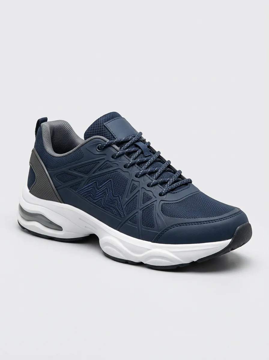 Men's Navy Blue Mountain Pattern Navy Athletic Sneakers