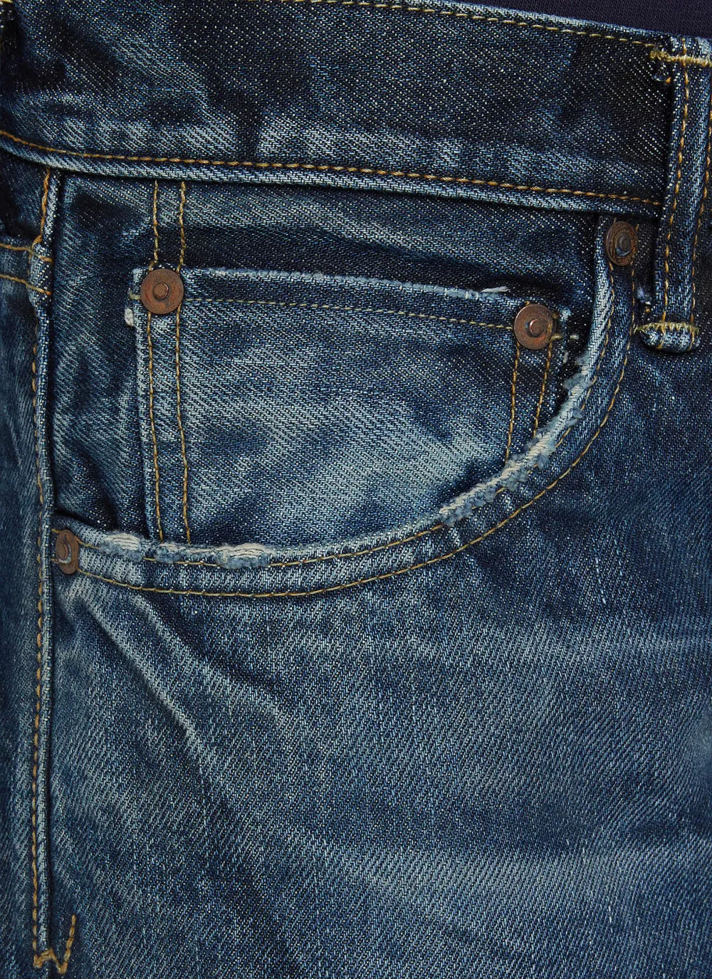 Simple Soft Straight-Cut Dark Blue Cottom Jeans