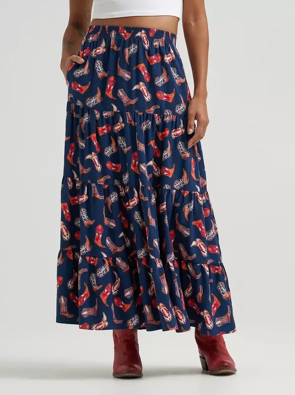 Button Front Denim Skirt