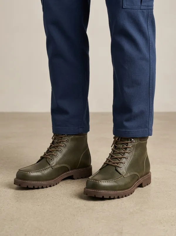 Unisex Leather Lace-Up Work Boots
