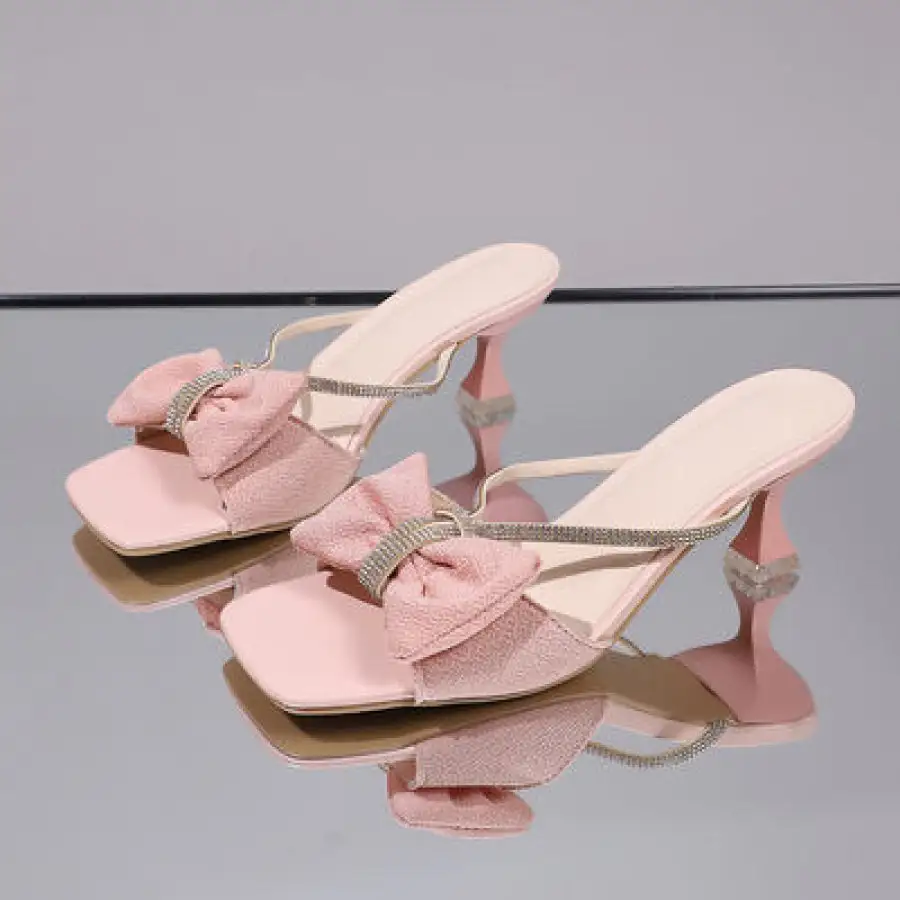 Bow Rhinestone Open Toe Sandals