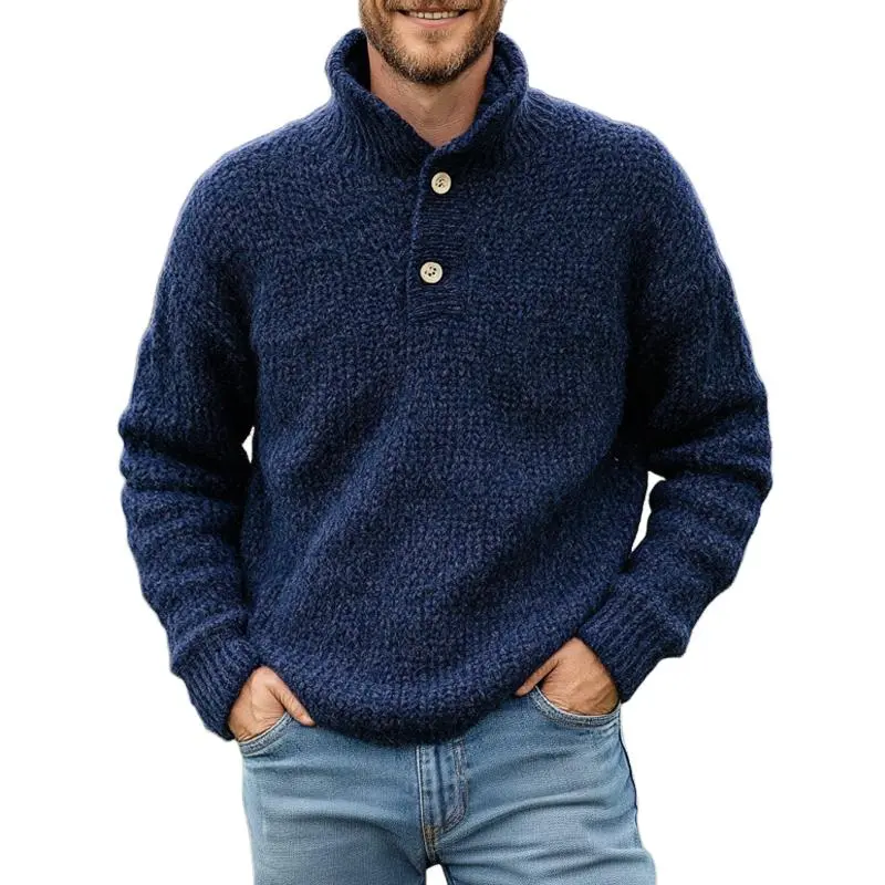 Textured Ribbed Band Collar Sweater