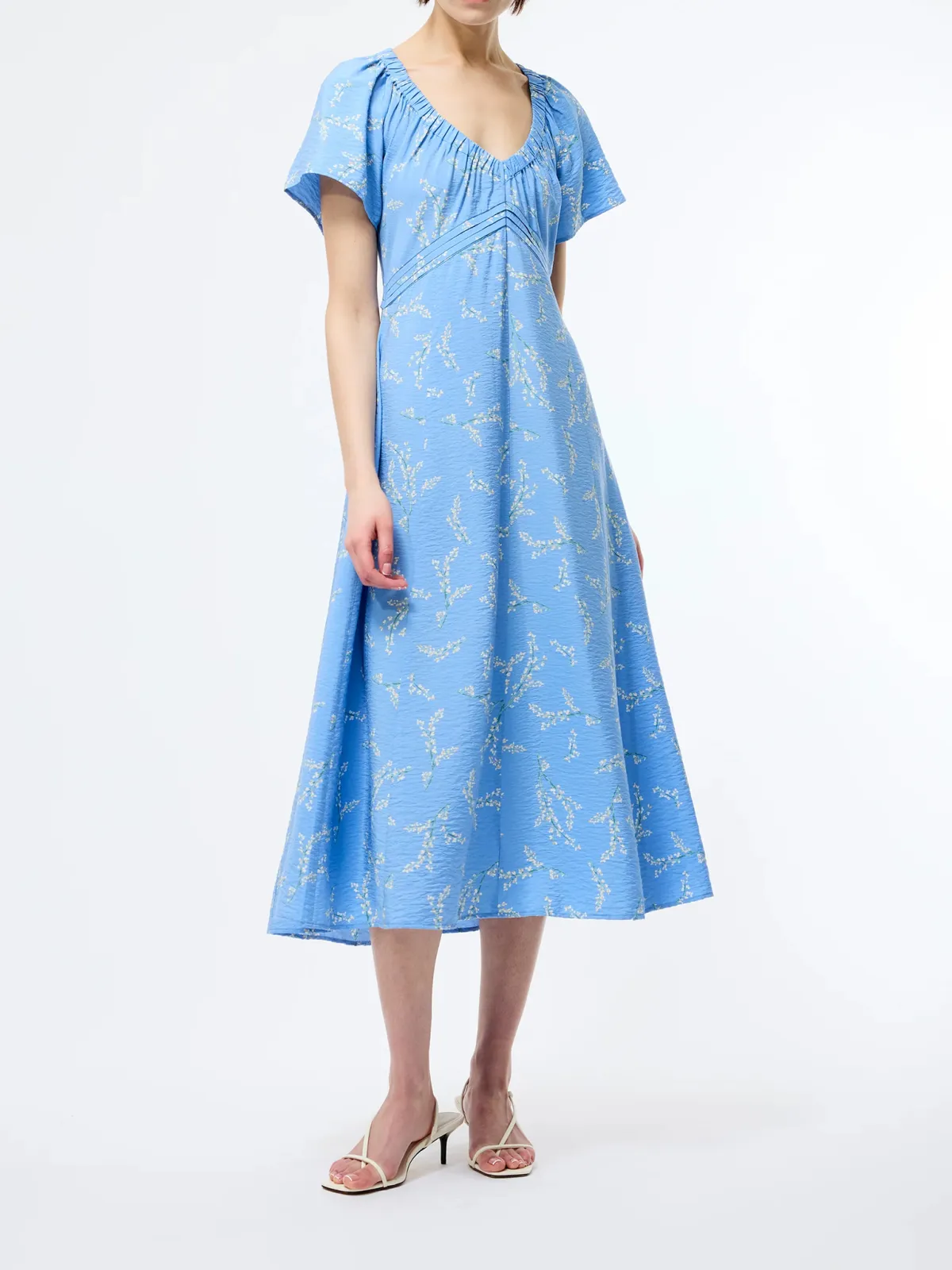 Draped Printed V-Neck Dress