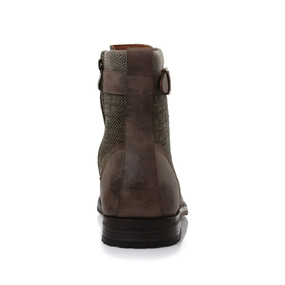 Classic Faux-Leather Lace-Up Zip-Up Combat Boots