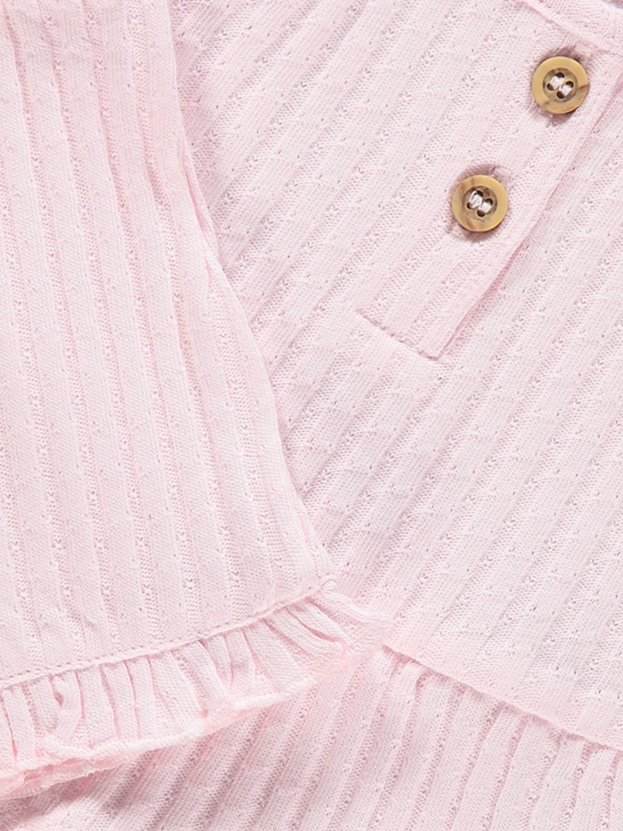 Light Pink Ribbed Top and Shorts Set detail 1