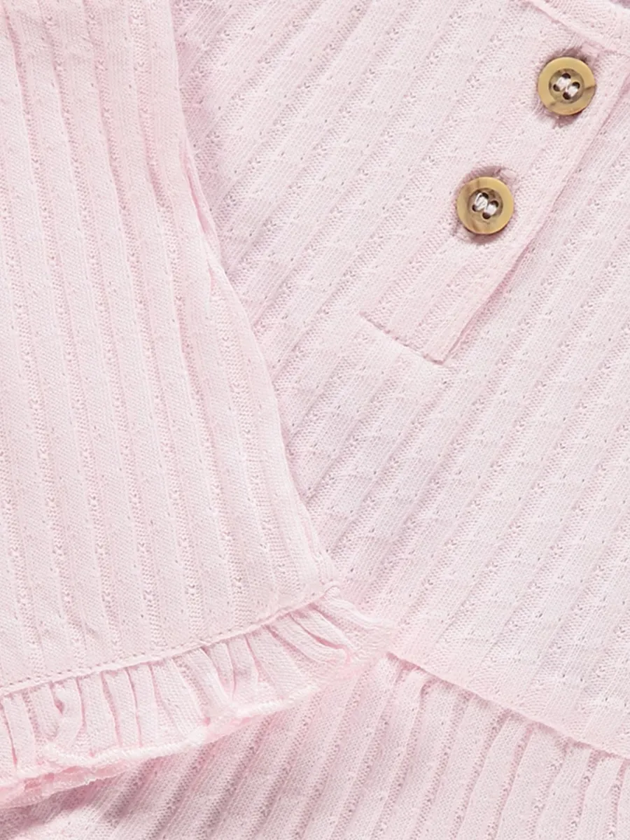 Light Pink Ribbed Top and Shorts Set