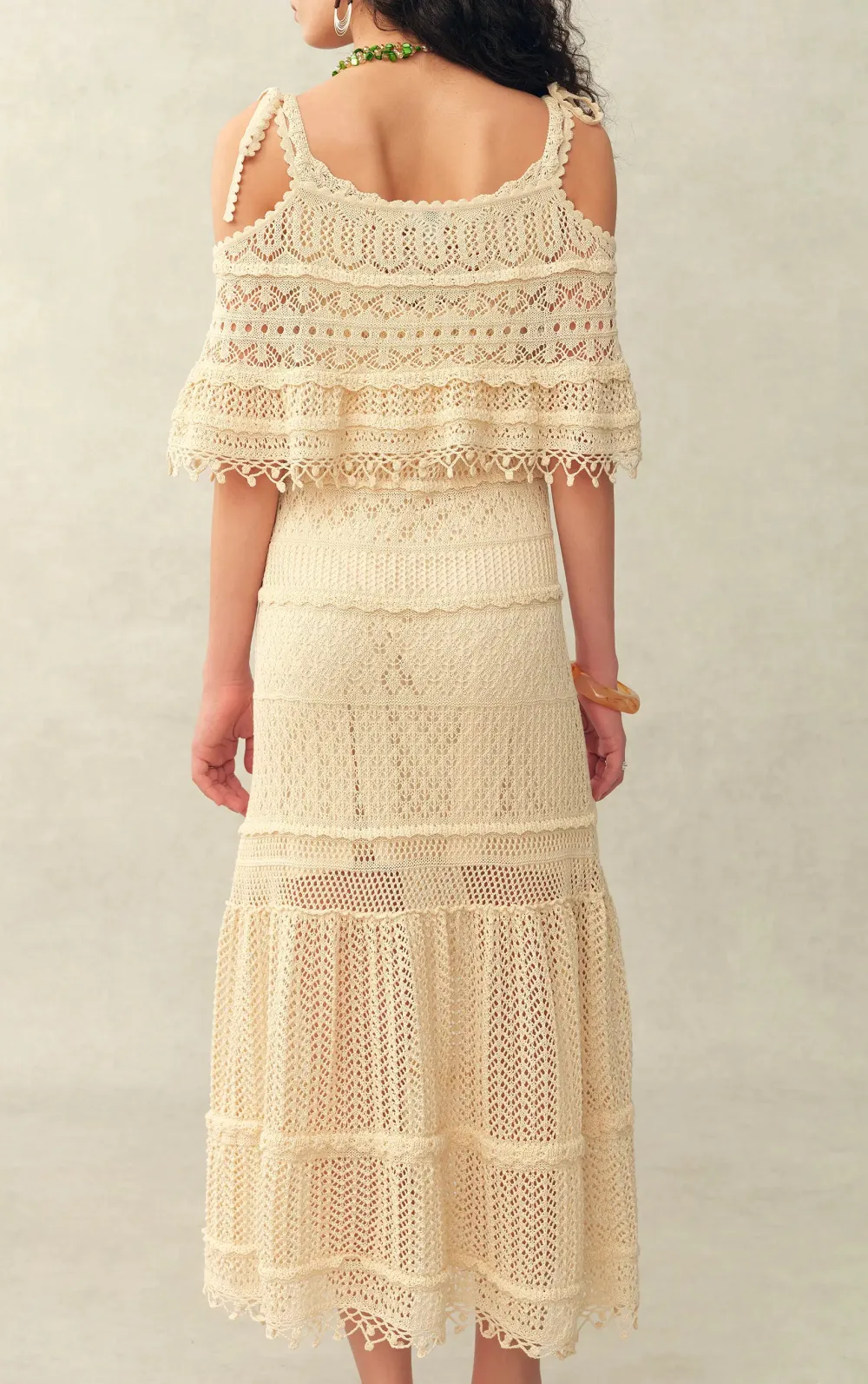 Capelet Crochet Linen Midi Dress