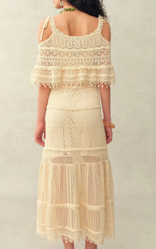 Capelet Crochet Linen Midi Dress
