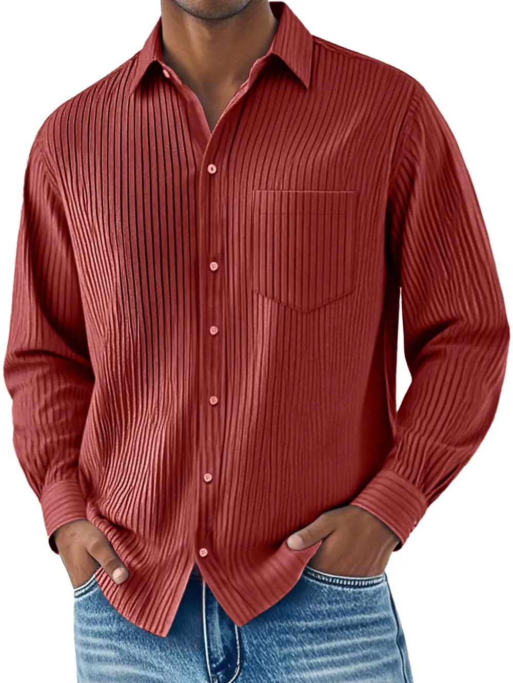 Everyday Ribbed Knit Camp Collar Shirt