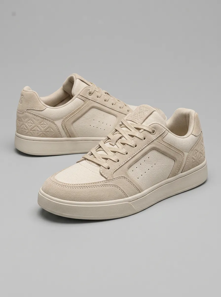 Men's Classic Geometric Pattern Embossed Patterned Board Style Skate Shoes