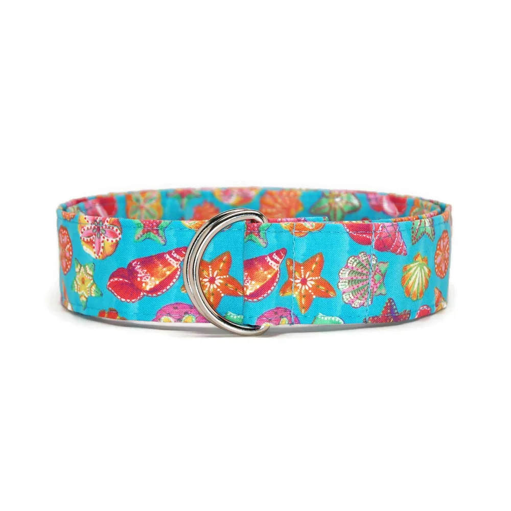 Seashell Pattern D-Ring Cotton Belt