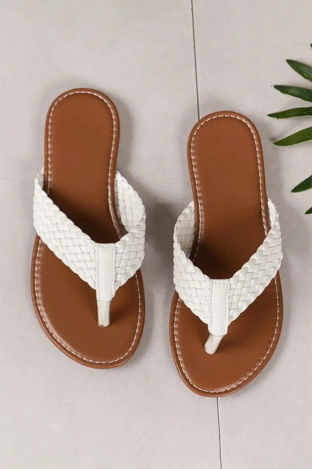 Braided Strap Pu Leather Flip Flop
