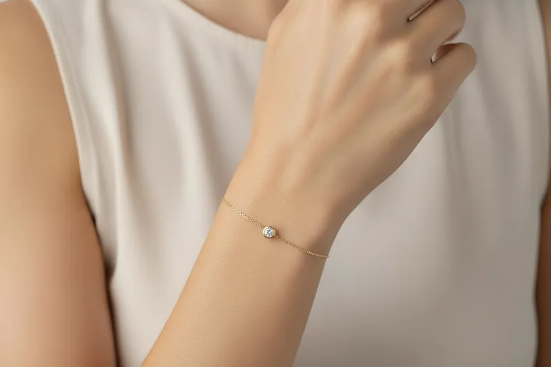 Gold Lab Grown Diamond Solitaire Bracelet