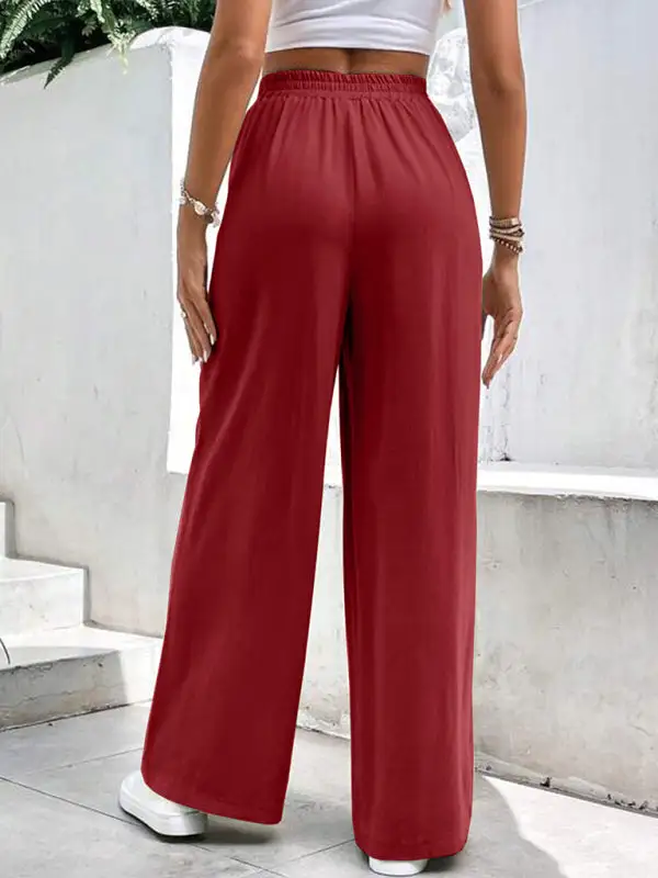 Mid Waist Straight Loose Sports Clean Pants