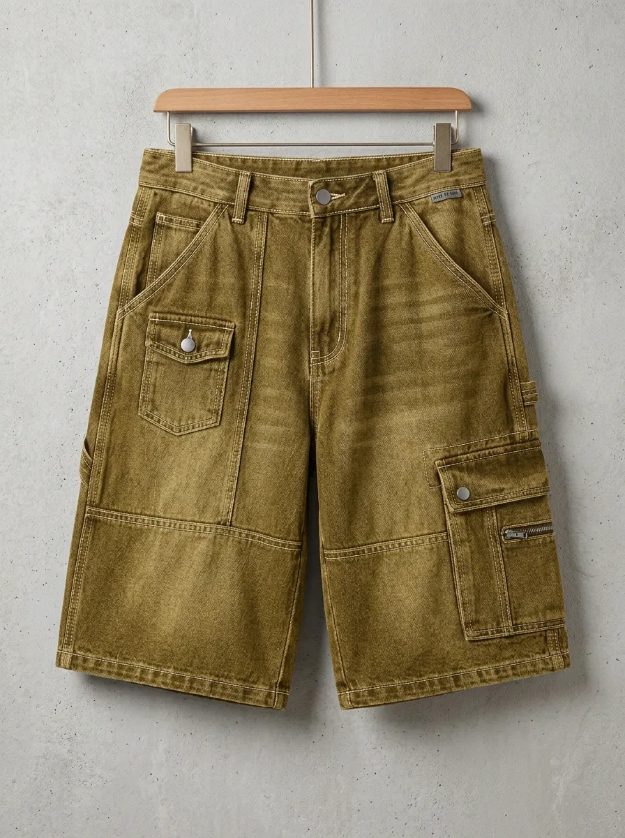 Casual Cargo Denim Washed Men's Cargo Shorts