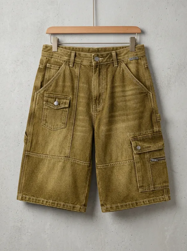 Casual Cargo Denim Washed Men's Cargo Shorts