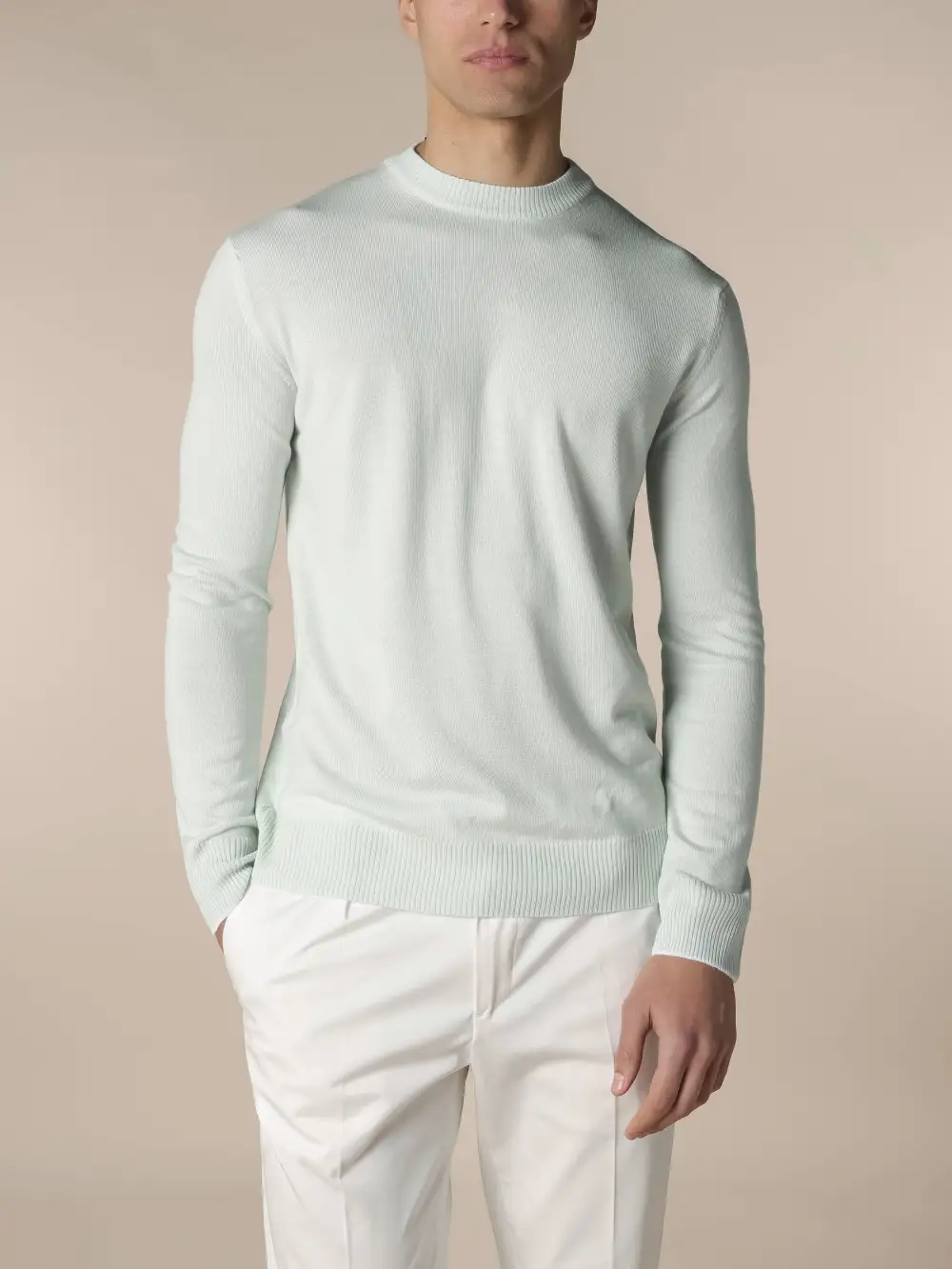 Knit Crew Neck Sweater With Extrafine Merino Merino Wool Slim Fit Crew Neck Knit Construction