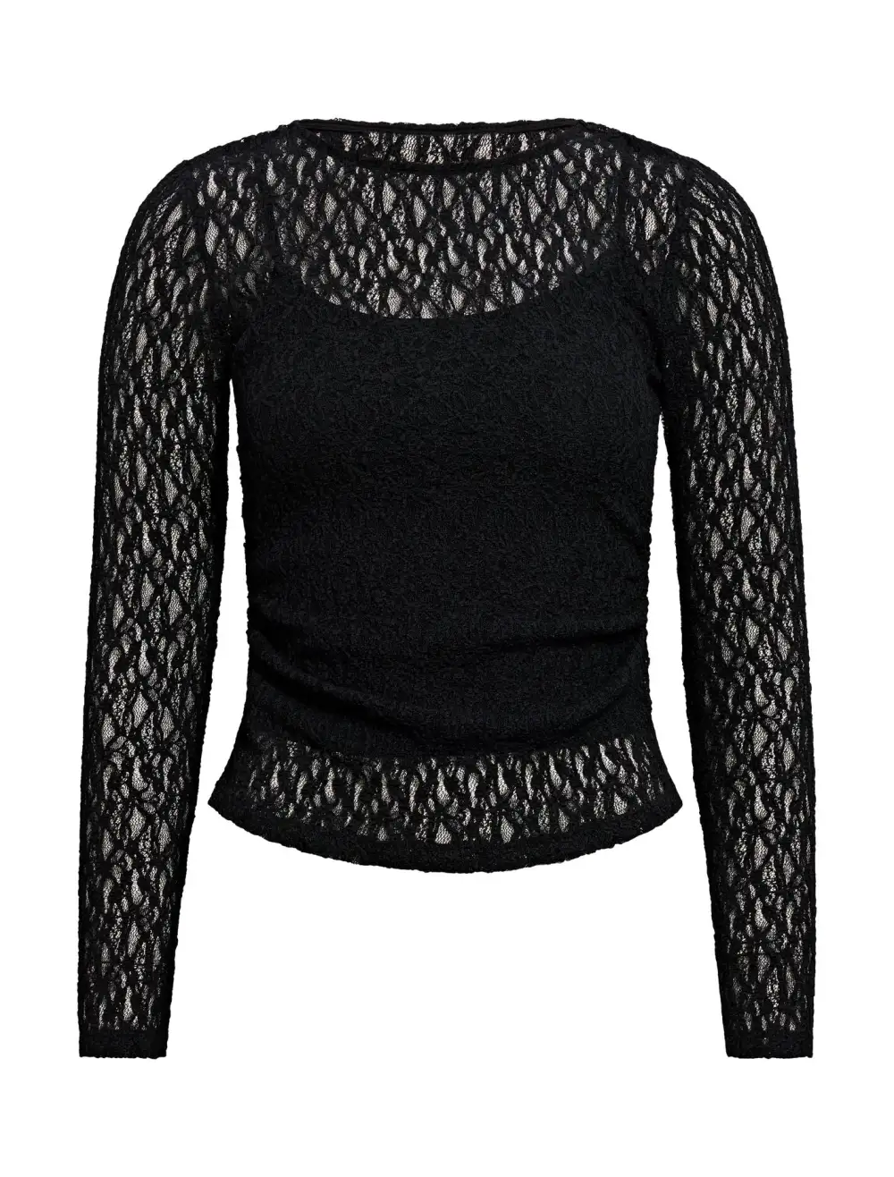 Black Lace Long Sleeve Form-Fitting Top