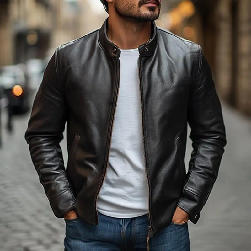 Leather Moto Zip Jacket