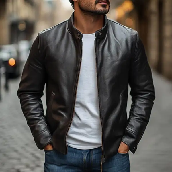 Leather Moto Zip Jacket