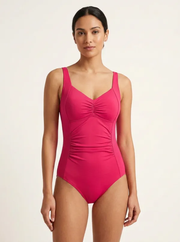 Refined Ruched Tummy-Control One-Piece Swimsuit