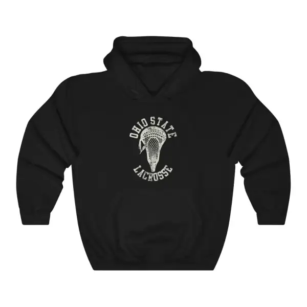 Relaxed Vintage Stick Head Lacrosse Graphic Pullover Hoodie