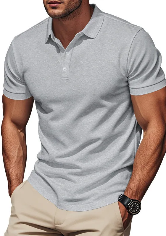 Button Placket Slim Fit Polo Shirt