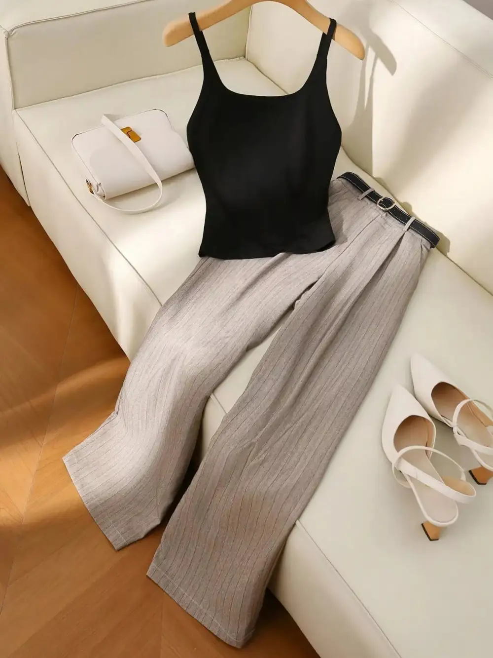 Refined Sleeveless Top and Wide Leg Pants Set