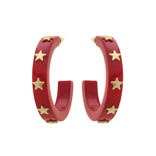 Classic Hoop Resin Charm Detail Earrings
