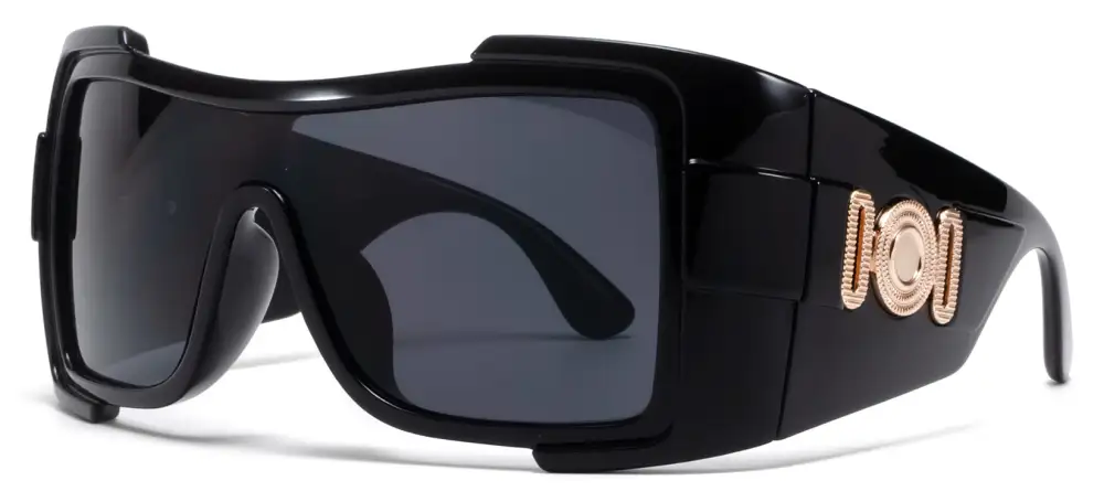 Oversize Full Wrap Around One Piece Lens Plastic Sunglasses