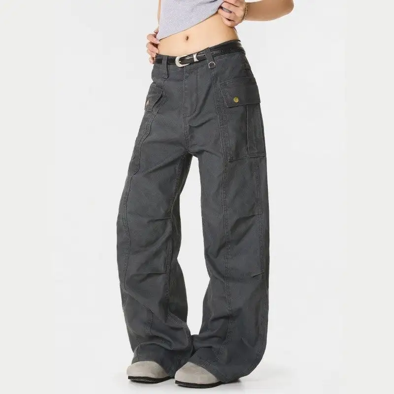Women's Distressed Washed Cargo Pants