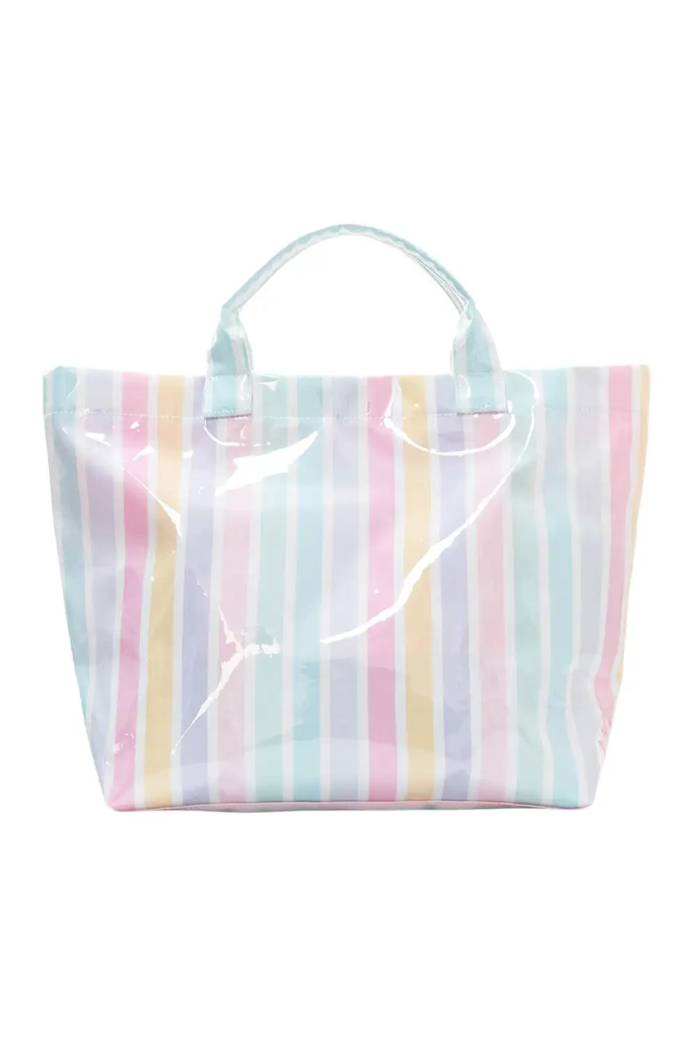 Glossy Striped Vinyl Tote Bag