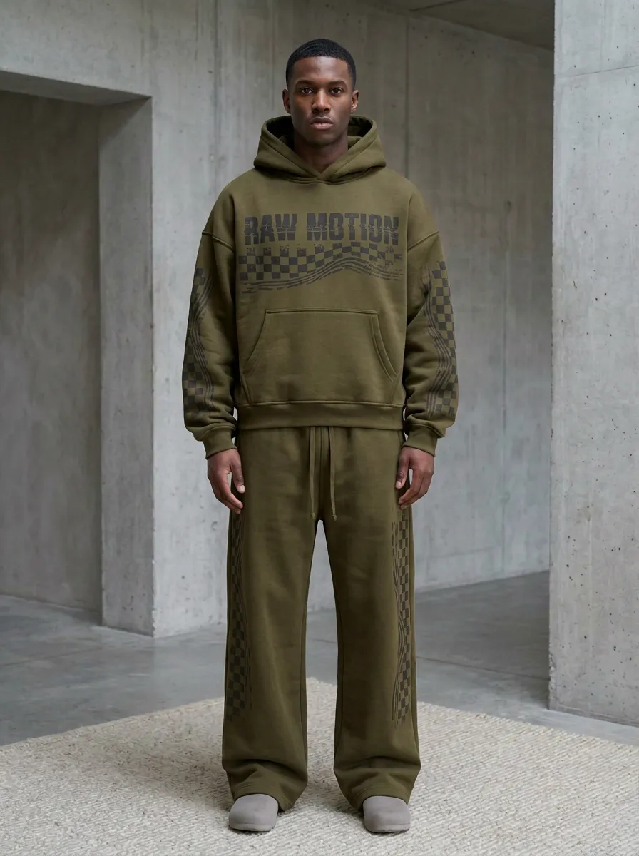 Streetwear Jogger Checkerboard Men's Two-Piece Tracksuit