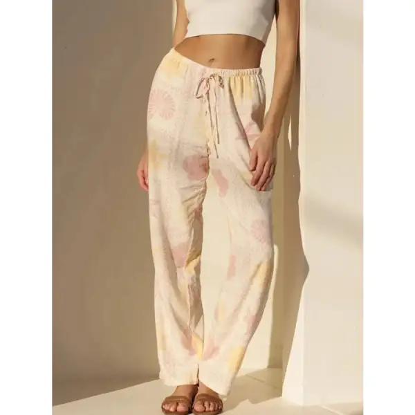 Printed Drawstring Straight Pants