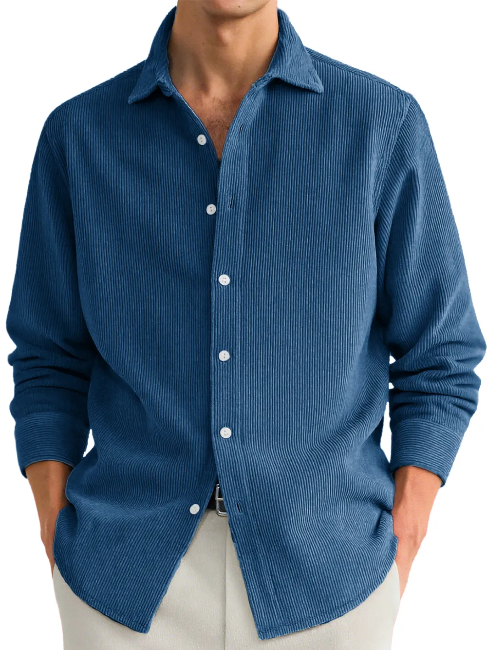 Clean Line Ribbed Knit Camp Collar Shirt