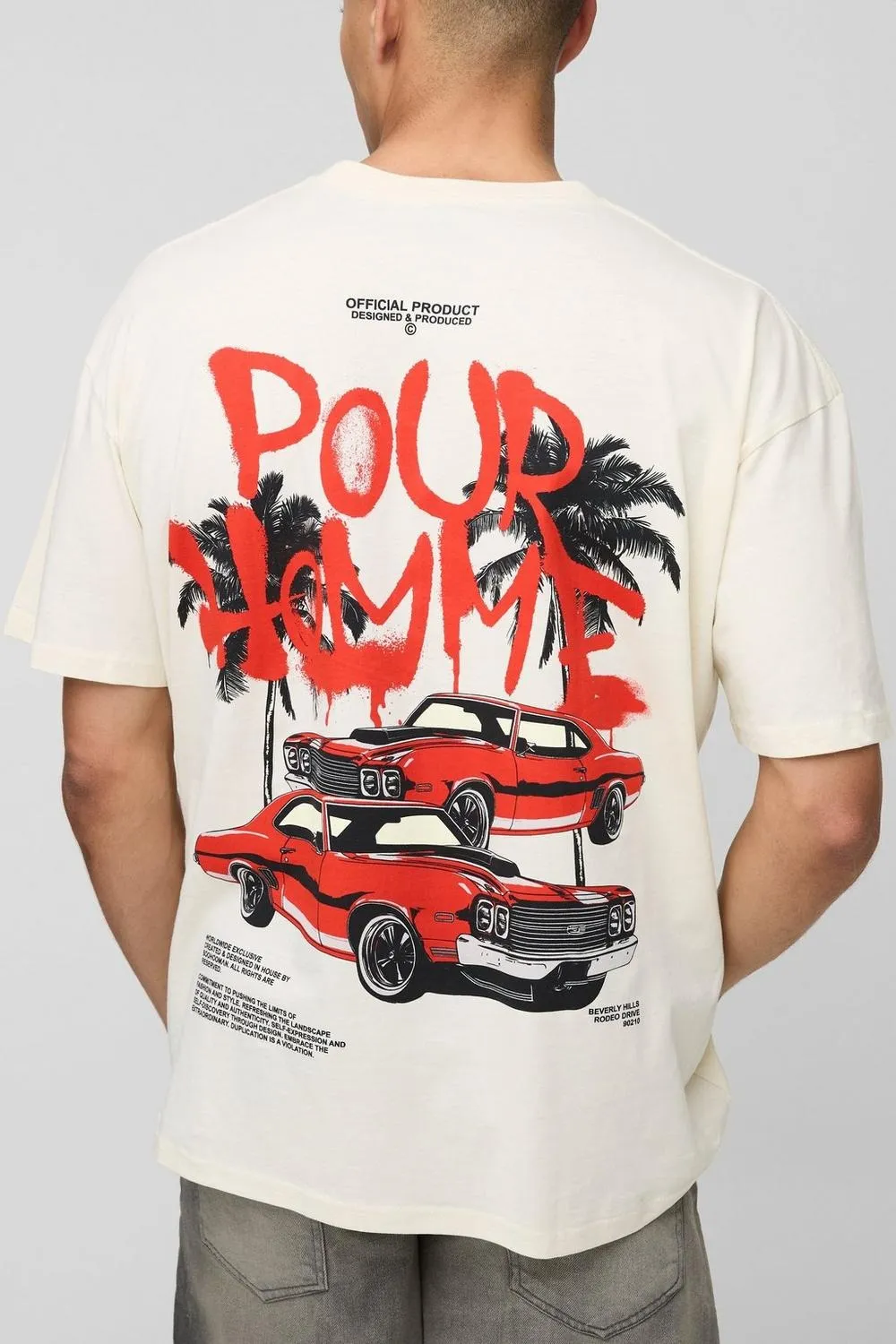 Oversized Pour Homme Drip Palm Racing T-Shirt Cotton Daily