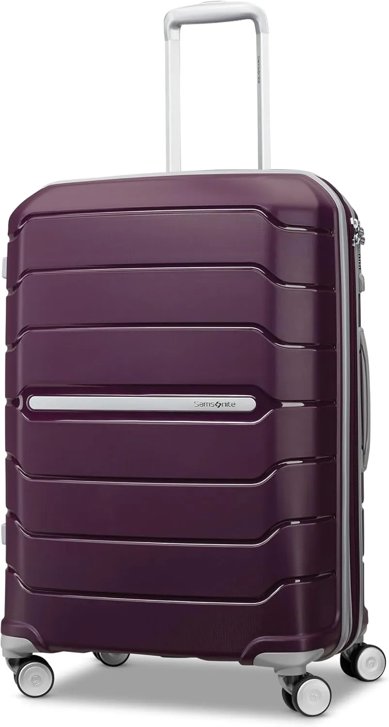 Samsonite Freeform Hardside Carry-On Luggage with Spinner Wheels - Hardshell Suitcase - TSA, Airline-Approved - Expandable Hard Shell, Smooth Rolling Wheels for Lightweight Travel - White/Grey