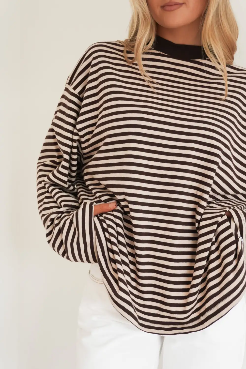 Long Sleeve Striped Modern Casual Tee